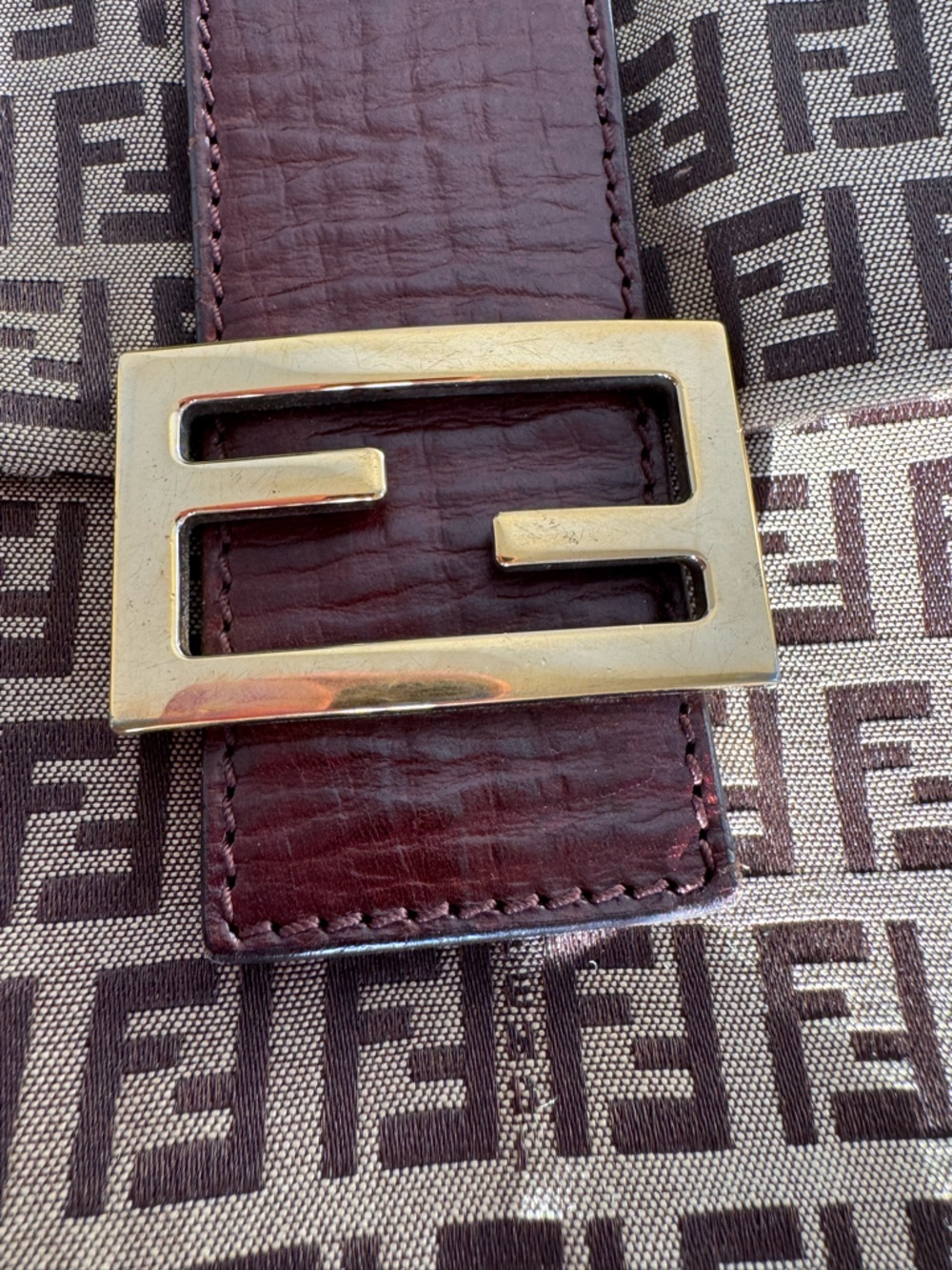 Fendi Vintage Zucchino Brown and Tan Monogram Crossbody Bag w/Dust Bag and COA - Picture 4 of 16